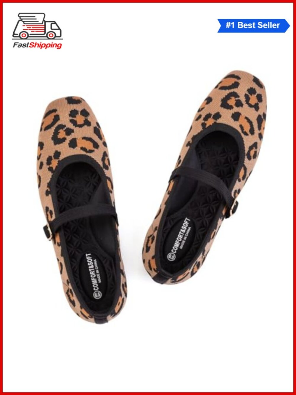 Women's Knitted Mesh Flat Shoes Square Toe Comfort Slip-On Work Flats